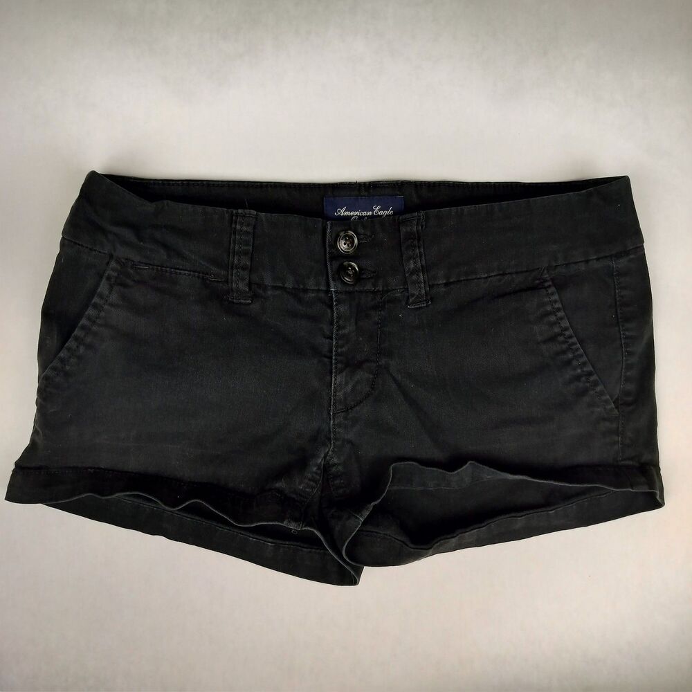 American Eagle Outfitters Women's Black Stretch Cotton Blend Shorts Size 00 - Picture 2 of 11